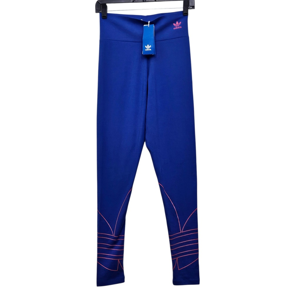 Adidas Originals LRG‎ LOGO TIGHTS Royal Blue Pink Trefoil Logo Women's Size S